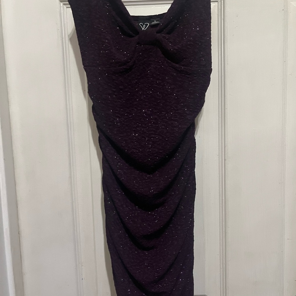 Windsor Purple Ruched Sheath Dress Cowl Neck Cocktail